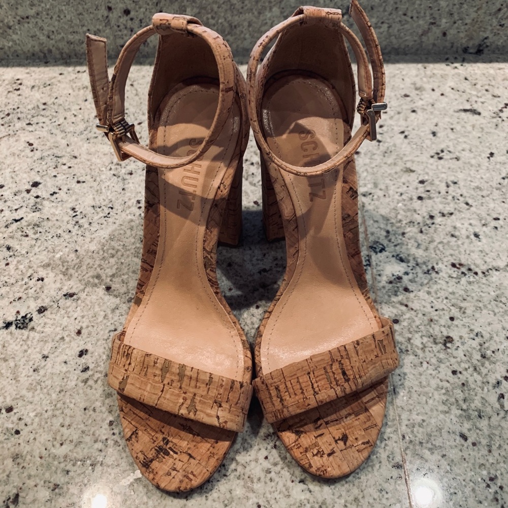SCHUTZ Enid’s Cork Heel Sandals sz 6.5